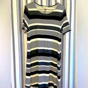 Loft T-Shirt Dress | Black/White Stripes | Size S